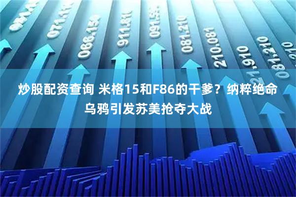 炒股配资查询 米格15和F86的干爹？纳粹绝命乌鸦引发苏美抢夺大战